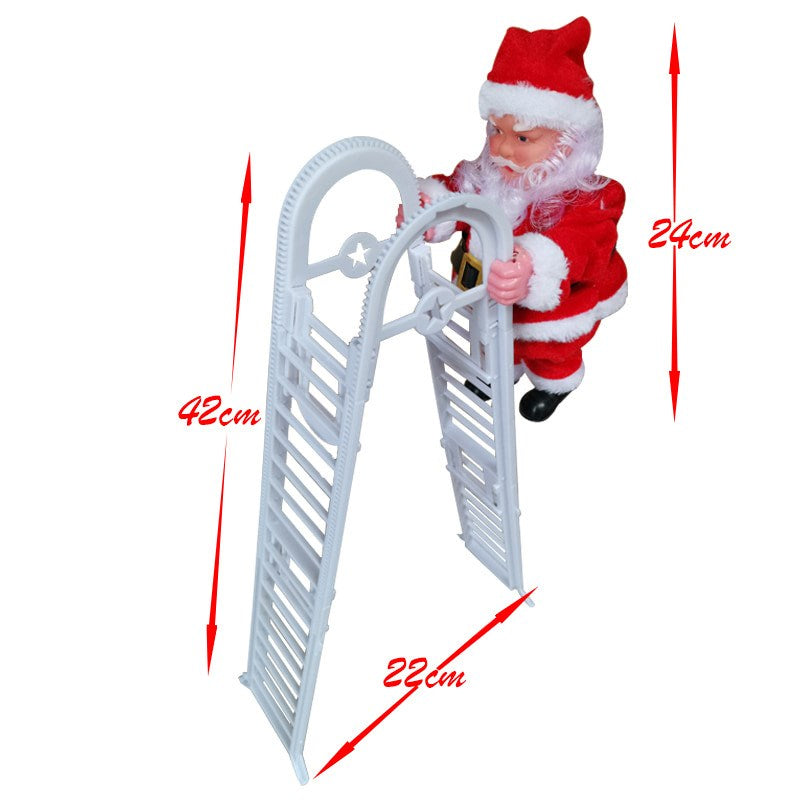 Electric Santa Claus Climbing Ladder Doll Xmas Party Figurine Decor Kids Christmas Gift Toy