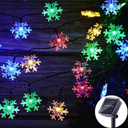 Christmas Tree LED Snowflake Light Solar String Lights Home Party Decor Garden Fairy Light