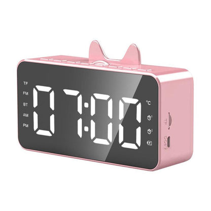 Mirror LED Alarm Clock Night Light Digital Clock Thermometer