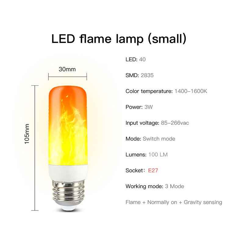 E27 Dynamic Flame Effect LED Bulb Corn Decorative Lamp Multiple Mode for Bar Hotel Party