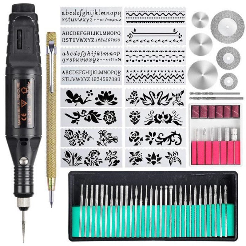 70Pcs Electric Micro Engraver Pen Vibro Engraving Tool Kit for Metal Glass Ceramic Plastic Wood Jewelry