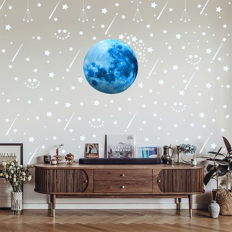 7 Sheets 20cm Moon Stars Wallpaper Luminous Wall Sticker Glow in Dark Decal