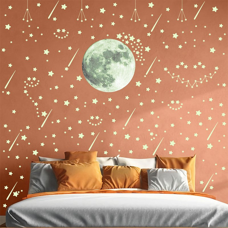 7 Sheets 20cm Moon Stars Wallpaper Luminous Wall Sticker Glow in Dark Decal