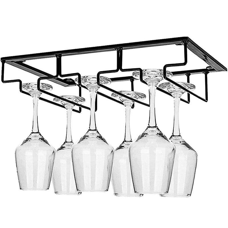 Hanging Wine Glass Cup Rack Shelf Holder Under Cabinet Storage Mug Hanger Organizer