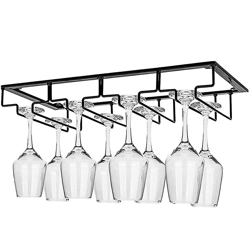 Hanging Wine Glass Cup Rack Shelf Holder Under Cabinet Storage Mug Hanger Organizer