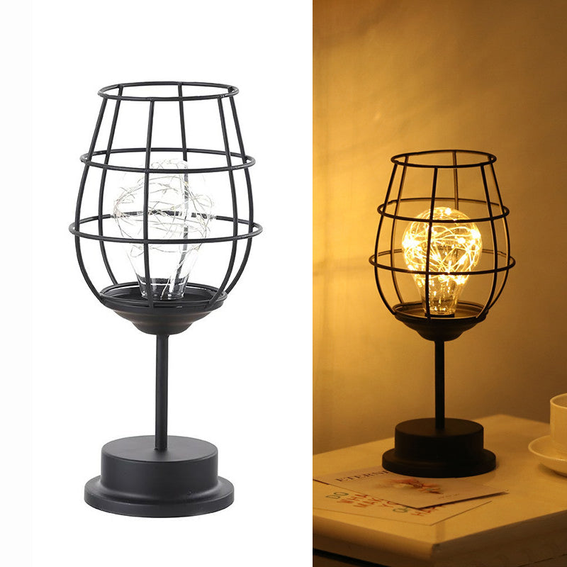 Iron Hollow Table Lamps Warm Light Lantern Bedside Desk Light for Home Decor