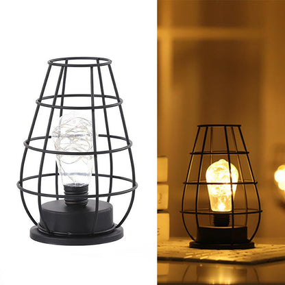 Iron Hollow Table Lamps Warm Light Lantern Bedside Desk Light for Home Decor