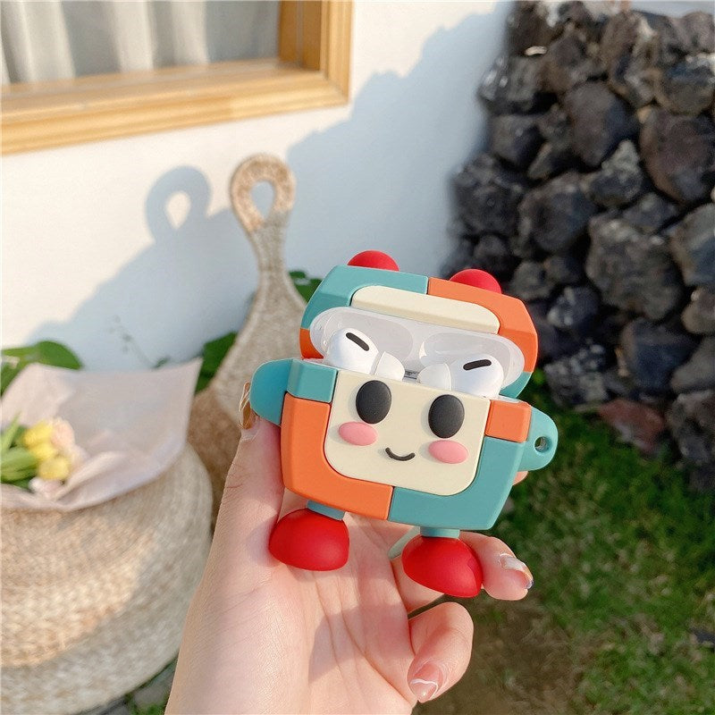 Cartoon Robot Soft Silicone Protective Case Cover for Apple AirPods Pro