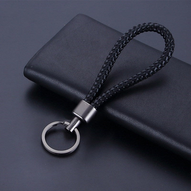 Woven Handmade PU Leather Keychain Men Women Car Key Ring