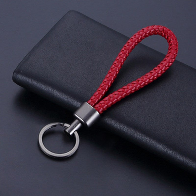 Woven Handmade PU Leather Keychain Men Women Car Key Ring