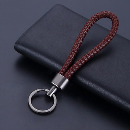 Woven Handmade PU Leather Keychain Men Women Car Key Ring