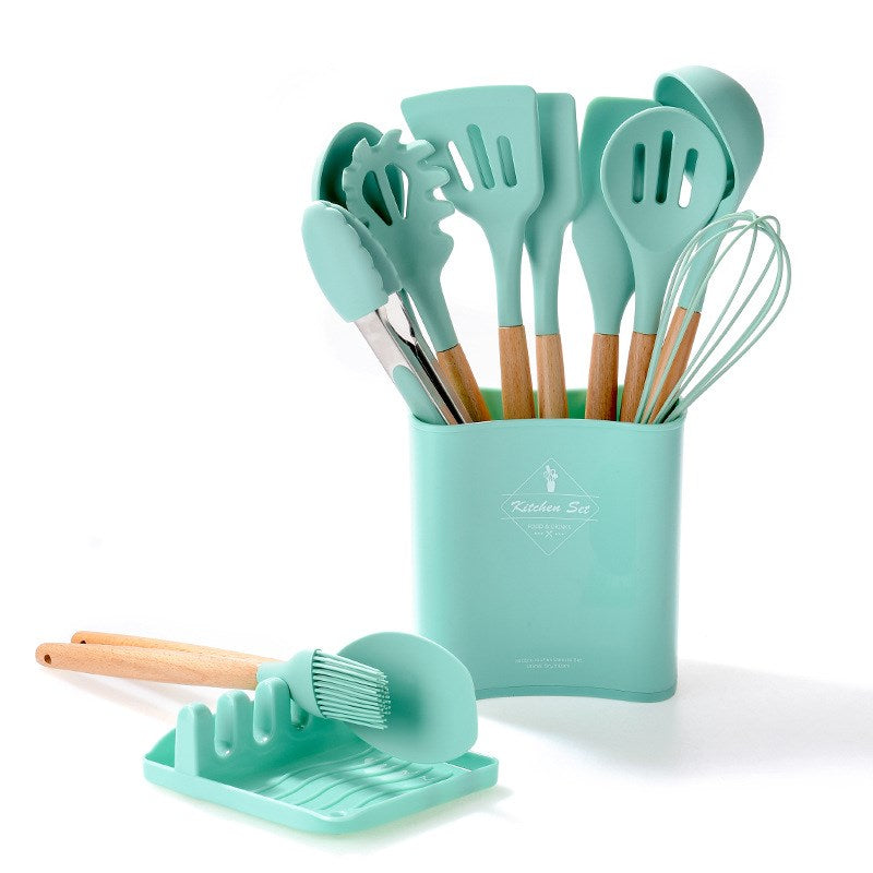 11Pcs BPA Free Kitchen Utensils Set with Holder Silicone Kitchenware Cooking Utensils Set (without FDA Certificate)