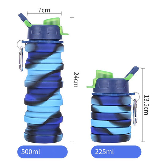 500ml BPA Free Silicone Collapsible Water Bottle Retractable Water Cup Kettle for Outdoor Travel