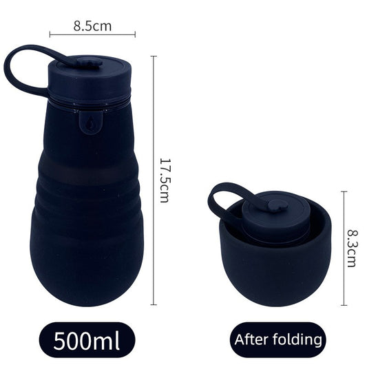 500ml Retractable Silicone Water Bottle Sports Kettle for Travel (without FDA Certificate)