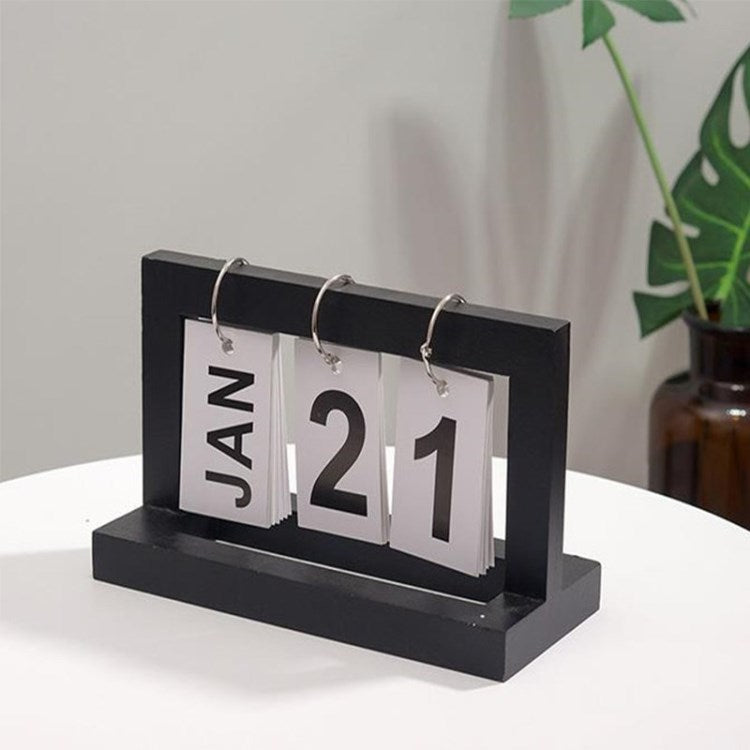 Wooden Page Turning Desk Calendar Flipping Calendar