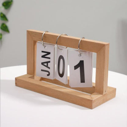 Wooden Page Turning Desk Calendar Flipping Calendar