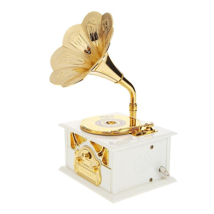 Wooden Music Box Phonograph Hand Crank Classic Music Box Home Decor