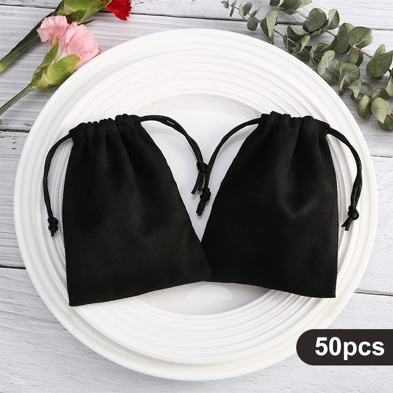 50Pcs Velvet Jewelry Pouches Drawstring Bags for Bracelets Watches Storage