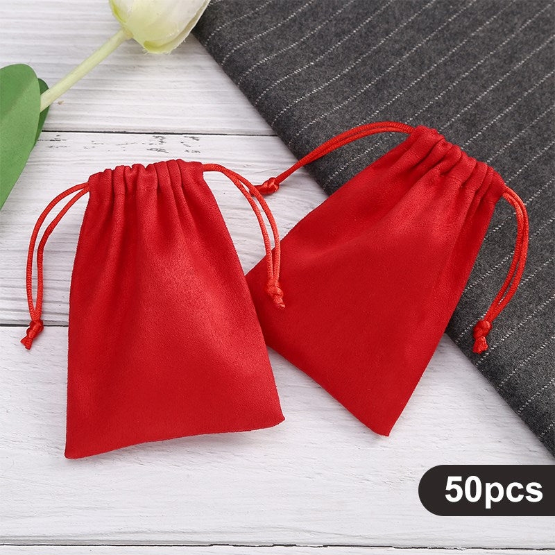 50Pcs Velvet Jewelry Pouches Drawstring Bags for Bracelets Watches Storage