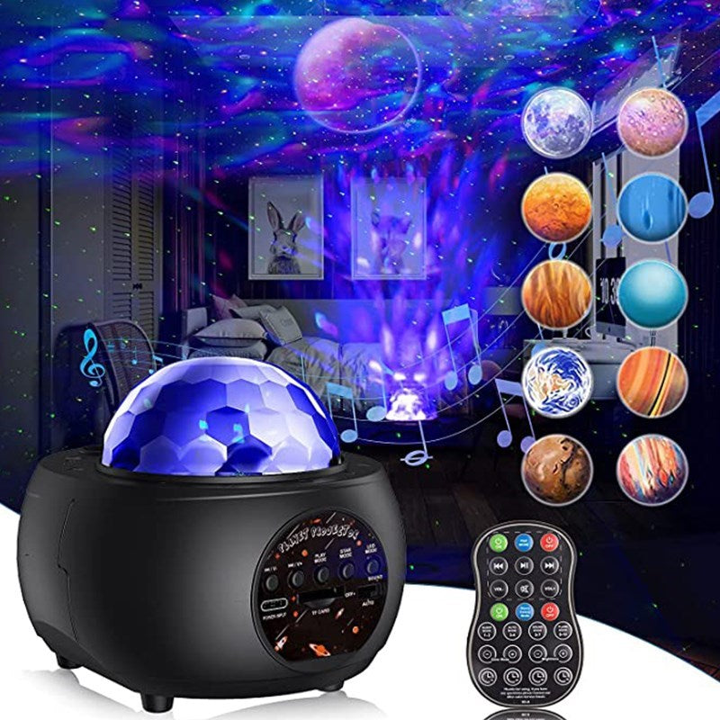 Starry Projector Lamp Night Light with Bluetooth Speaker TF Card Music Player,Time Setting Ceiling Light Projector