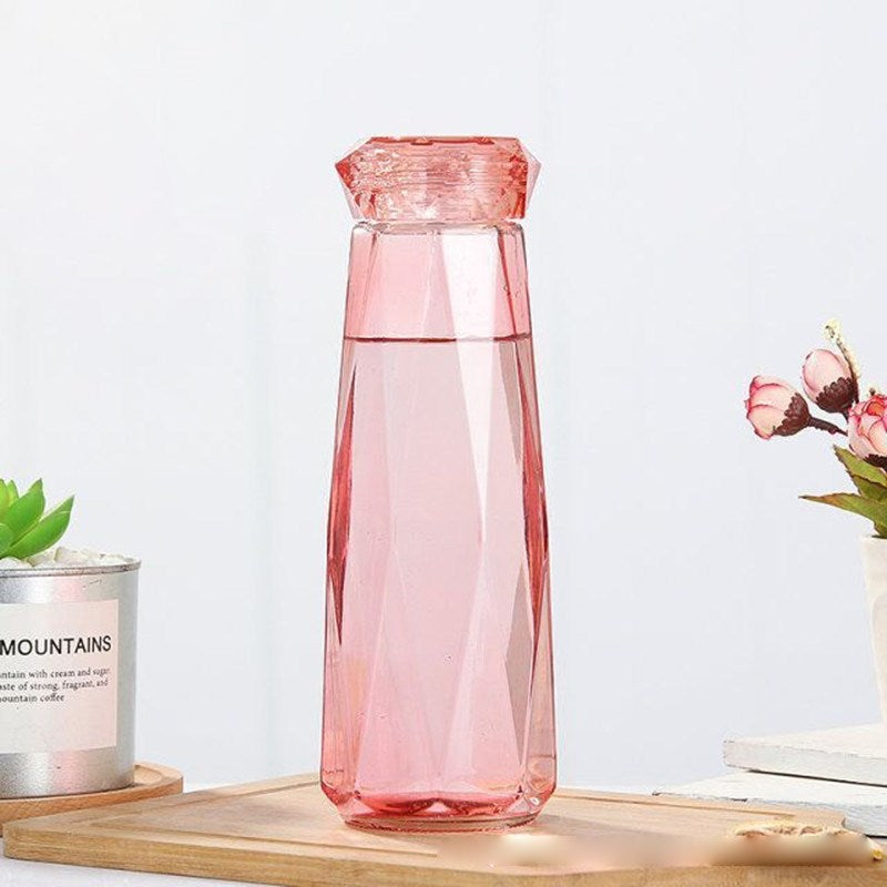 Glass Water Bottle Diamond-shaped Beverage Cup Bottle