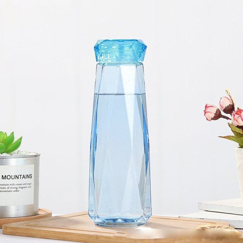 Glass Water Bottle Diamond-shaped Beverage Cup Bottle