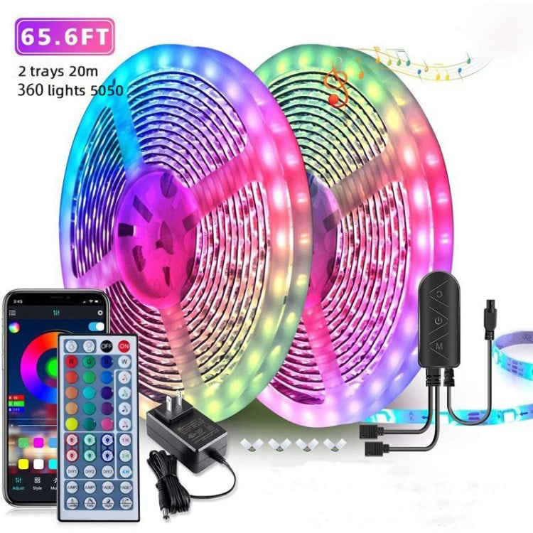 For Bedroom Living Room Color Changing RGB LED Music Strip Light (APP+Remote+Mic+3-Button Switch)