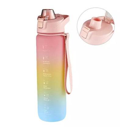 1000ml Large-capacity Leakproof Fitness Drinking Water Bottle with Time Marker (without Certification / BPA Free)