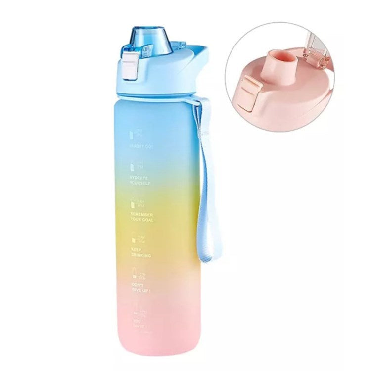 1000ml Large-capacity Leakproof Fitness Drinking Water Bottle with Time Marker (without Certification / BPA Free)