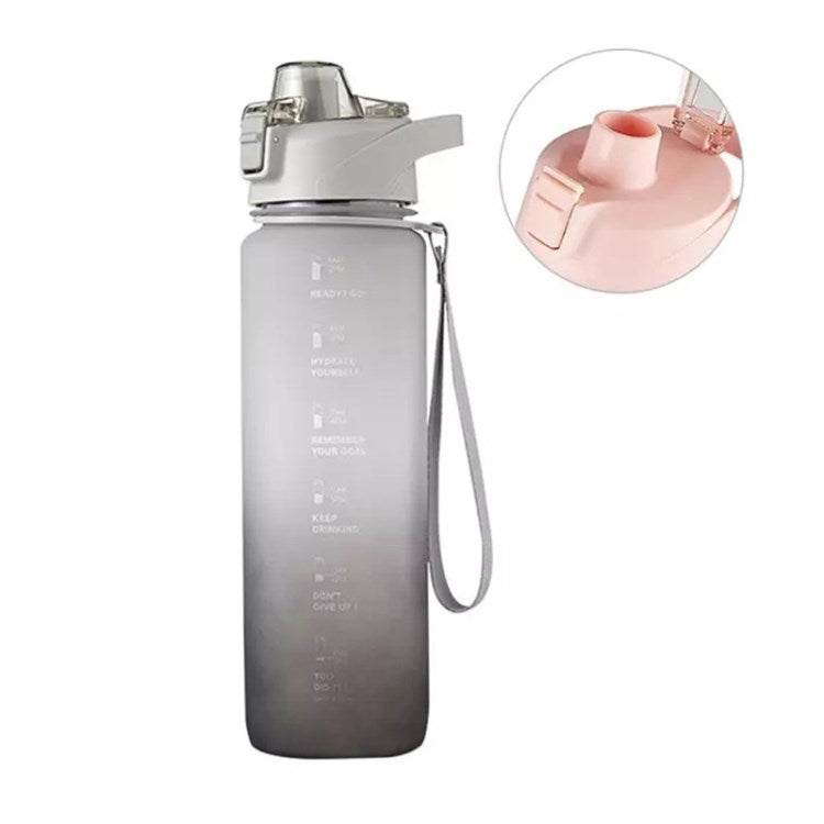 1000ml Large-capacity Leakproof Fitness Drinking Water Bottle with Time Marker (without Certification / BPA Free)