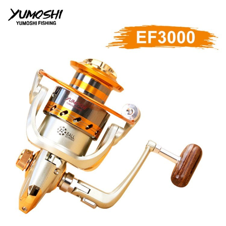 YUMOSHI 5.5:1 Spinning Fishing Reel 12BB Powerful and Durable Reel with Strong Rocker Folded Fishing Spool