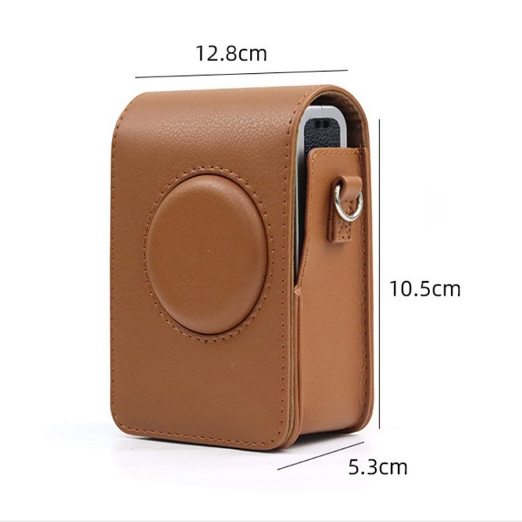 CAIUL PU Leather Camera Case for Fuji Mini EVO, Retro Texture Protective Camera Cover with Strap