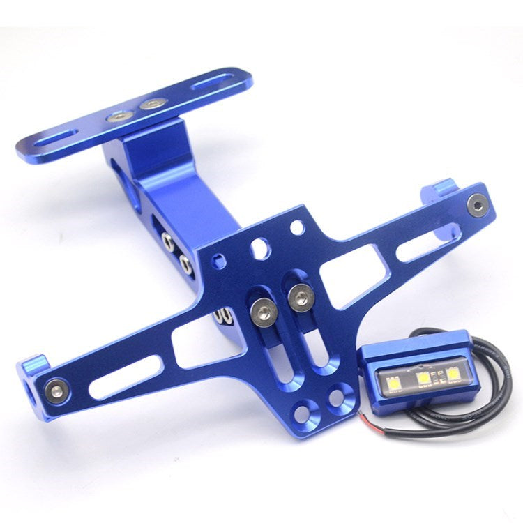 Adjustable CNC Aluminum Alloy Motorcycle License Plate Holder Bike Light Telescopic Bracket with LED Light