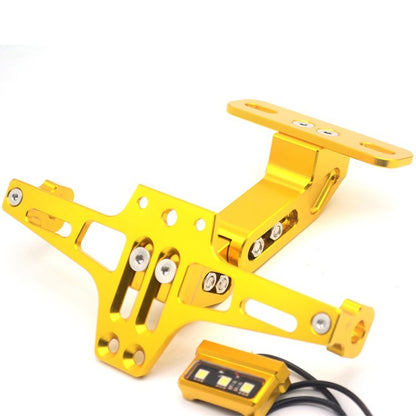 Adjustable CNC Aluminum Alloy Motorcycle License Plate Holder Bike Light Telescopic Bracket with LED Light