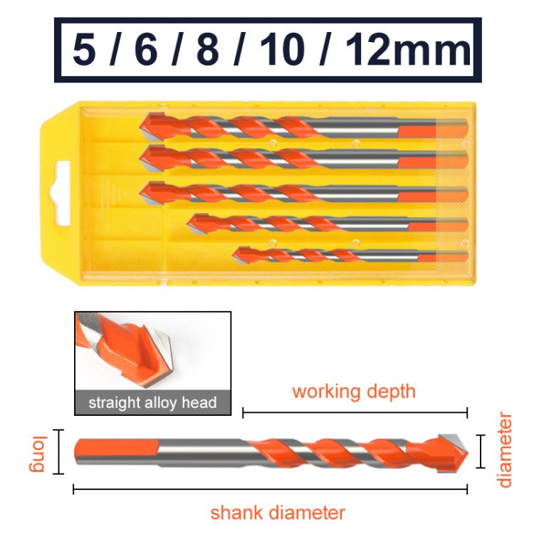 5Pcs Triangle Diamond Drill Bits Concrete Drill Bit Set for Tile Brick Glass Plastic Wood Stone