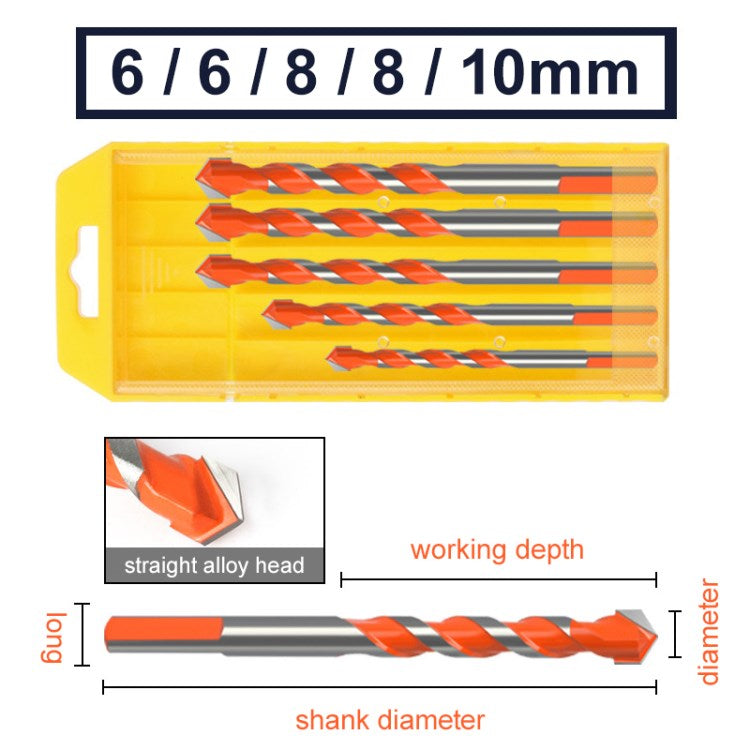 5Pcs Triangle Diamond Drill Bits Concrete Drill Bit Set for Tile Brick Glass Plastic Wood Stone