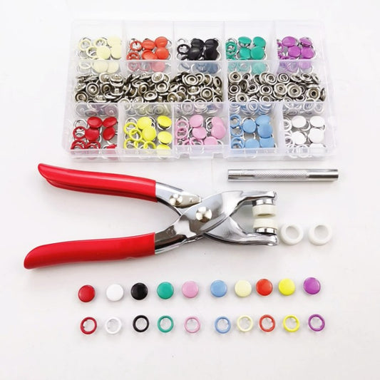 100 Sets Pliers Snap Tweezers Clothes Sewing Buttons Kit with Tools for Garment Bags