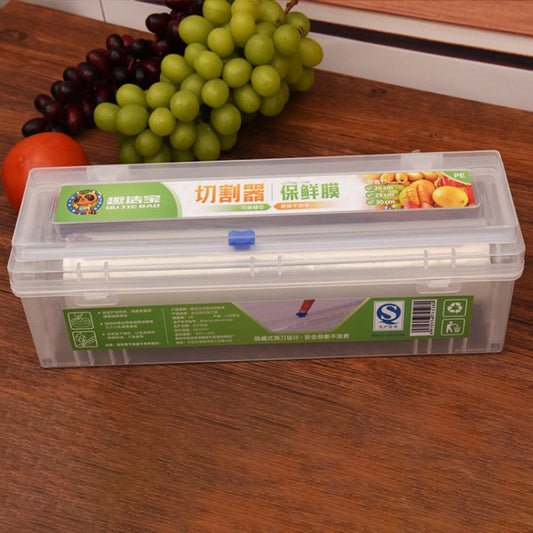 Refillable Plastic Wrap Dispenser with Slide Cutter for Home Kitchen