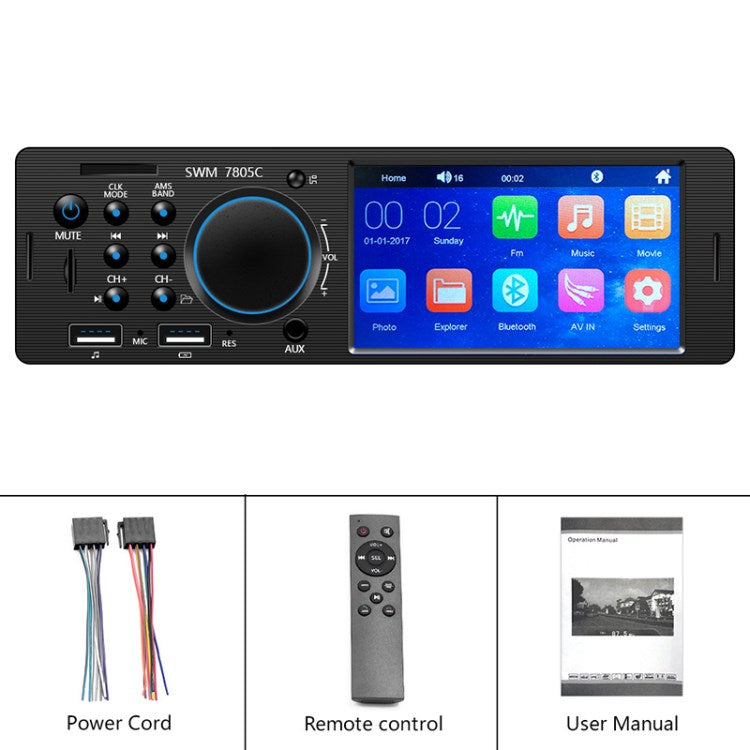 SWM 7805C 4.1-inch Touch Screen Car Stereo Radio Bluetooth FM USB AUX MP4 MP5 Music Video Player