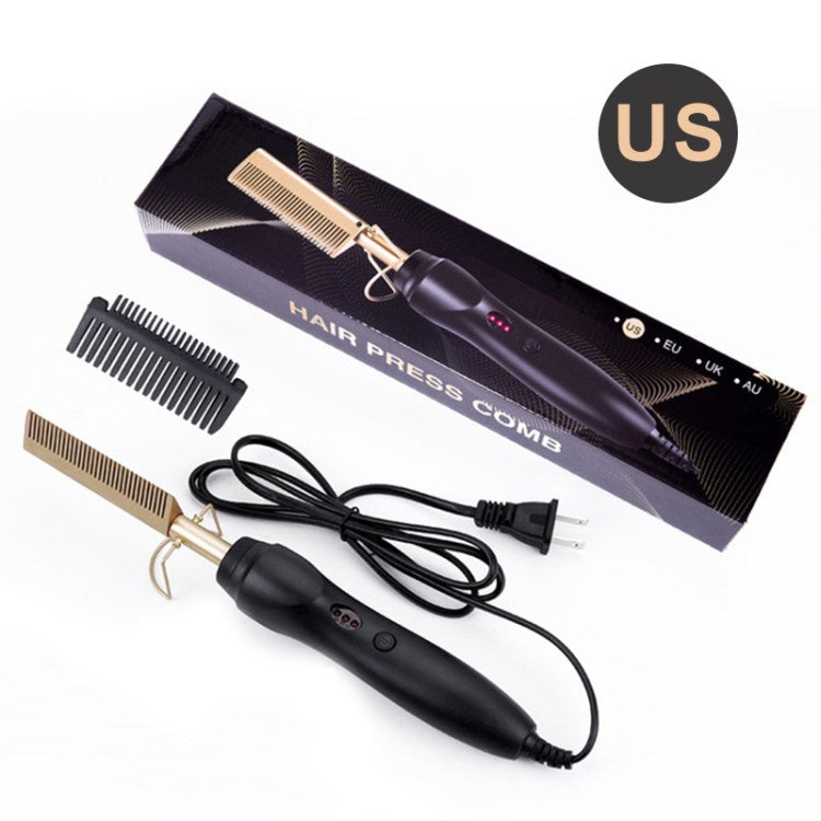 Anti-scald Electric Curling Comb Stick Wet Dry Hair Straightener Comb Curling Iron