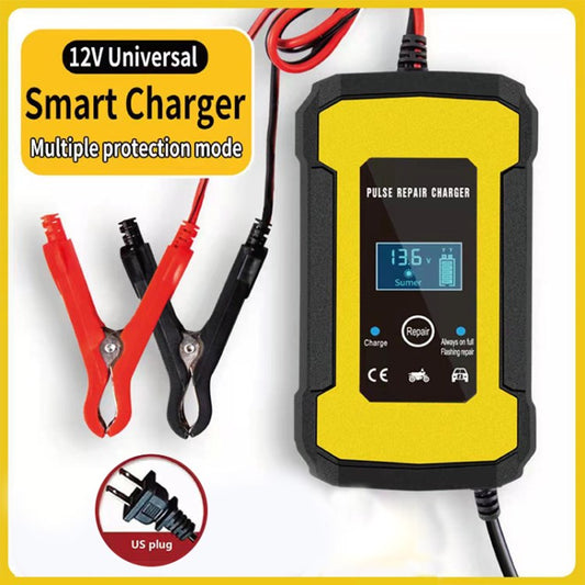 12V 6A Car Battery Charger One-click Repair Intelligent Control 110V to 220V Motorcycle Lead Acid Battery Adapter