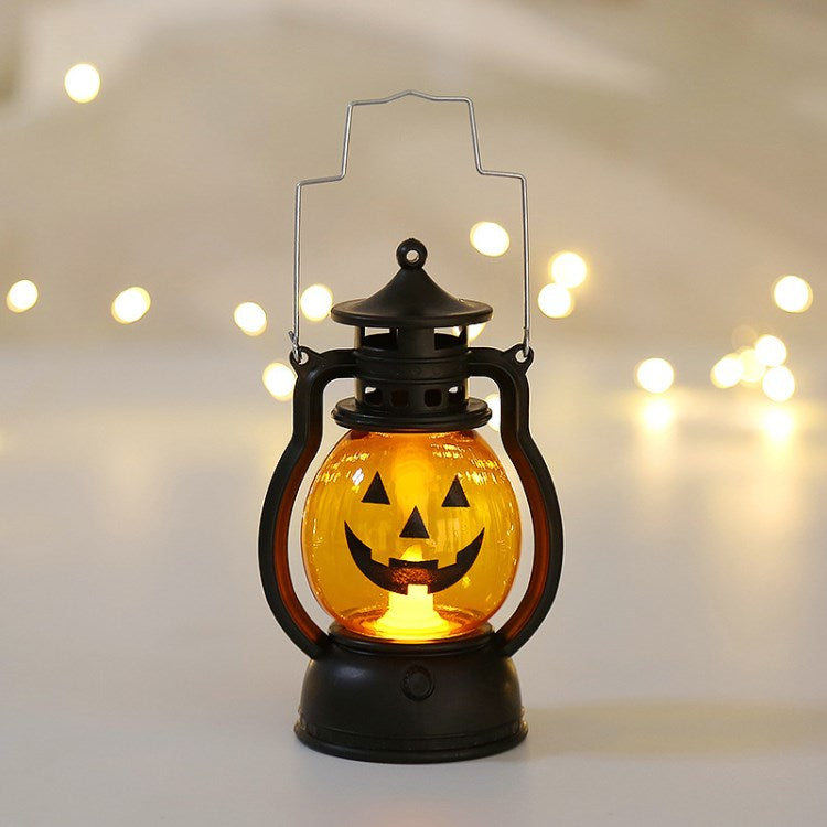 Halloween Pumpkin Light LED Skull Pony Oil Lamp Prop with Battery for Ghost Party Home Outdoor