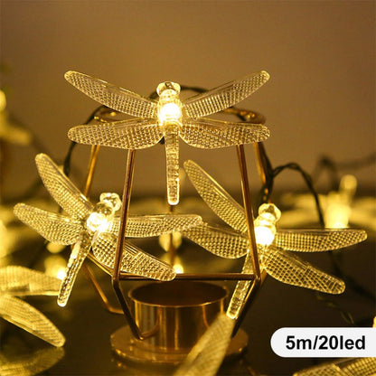 Dragonfly Solar String Lights Waterproof  Fairy Lights for Patio Homes Gardens