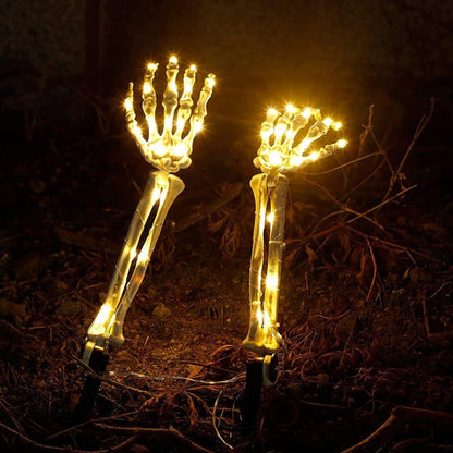 Glowing Skull Hand Halloween Skeleton Decorations Lighted Skeleton Arm Stakes Lights