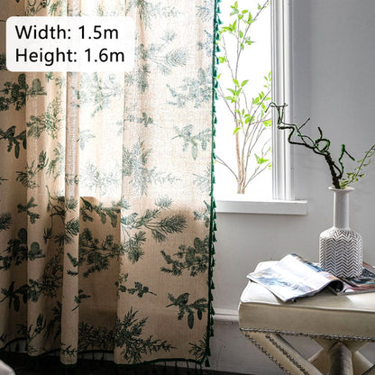 YM45645 Semi-shading Cafe Kitchen Curtain Hook Type Bedroom Window Curtain Tassel Curtain Drape