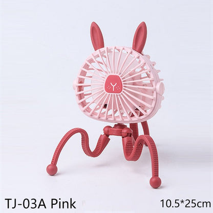 Stroller Fan 500mAh Battery Operated Flexible Tripod Clip On Fan 3 Speeds Handheld Personal Fan for Car Seat Crib Bike