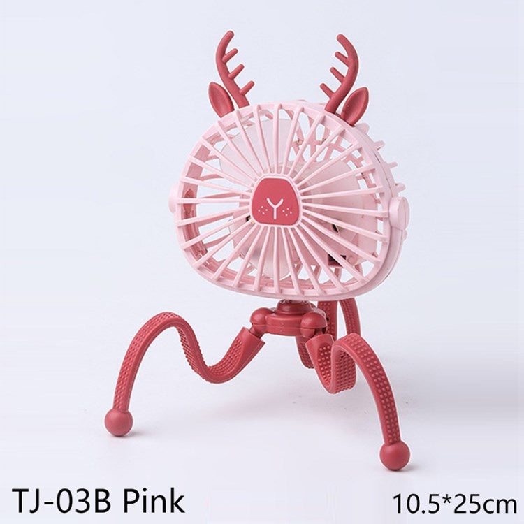 Stroller Fan 500mAh Battery Operated Flexible Tripod Clip On Fan 3 Speeds Handheld Personal Fan for Car Seat Crib Bike