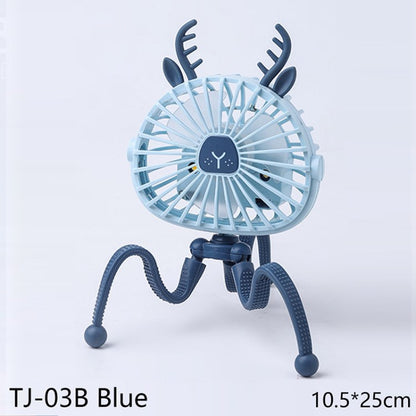 Stroller Fan 500mAh Battery Operated Flexible Tripod Clip On Fan 3 Speeds Handheld Personal Fan for Car Seat Crib Bike