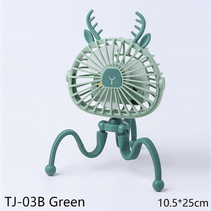 Stroller Fan 500mAh Battery Operated Flexible Tripod Clip On Fan 3 Speeds Handheld Personal Fan for Car Seat Crib Bike