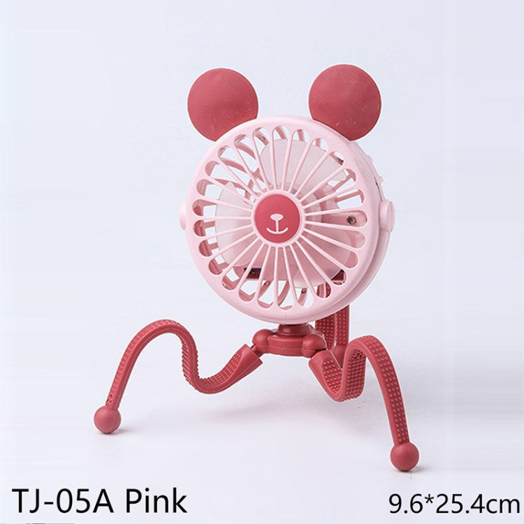 Stroller Fan 500mAh Battery Operated Flexible Tripod Clip On Fan 3 Speeds Handheld Personal Fan for Car Seat Crib Bike